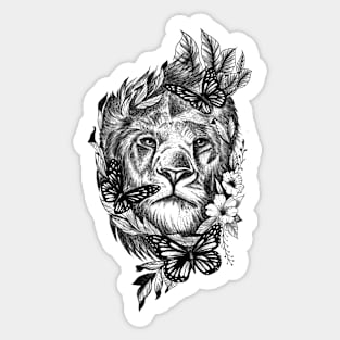 Lion Butterfly Design Sticker